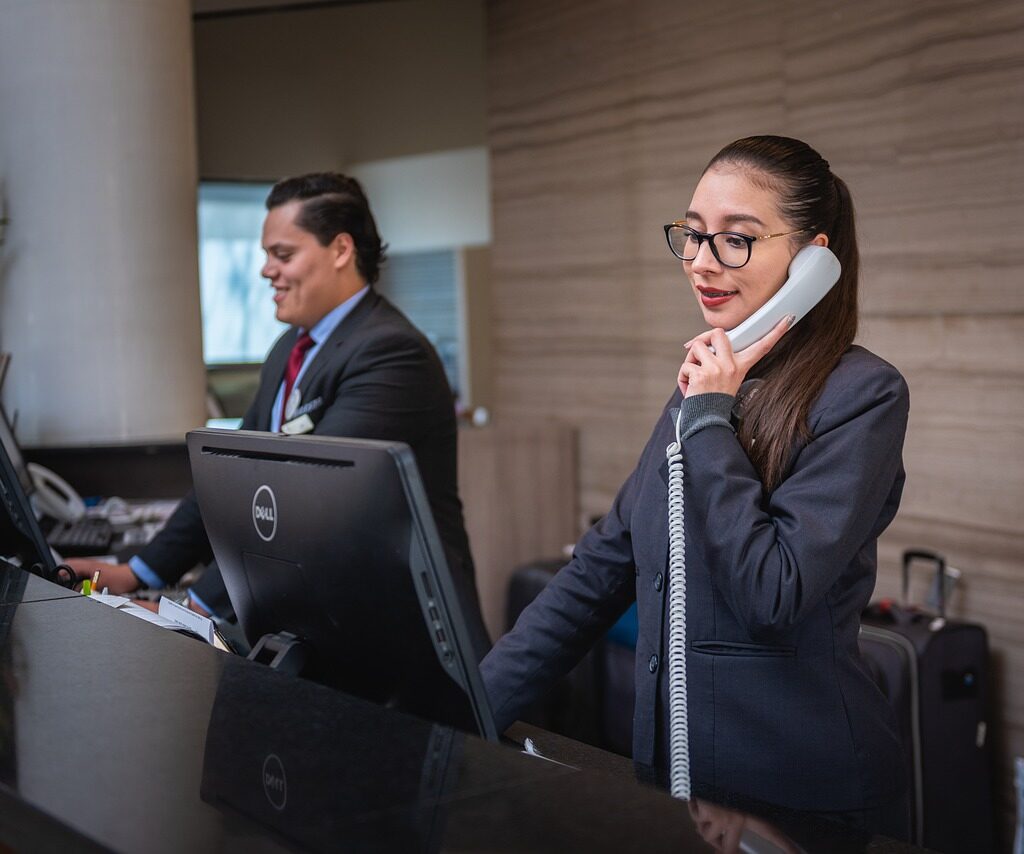 receptionists, phone call, hotel