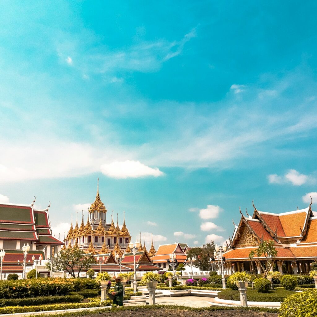 orange temples during daytime