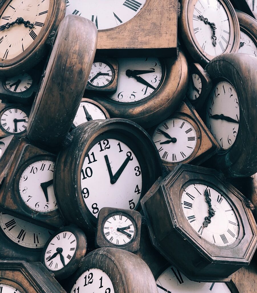 brown-and-white clocks