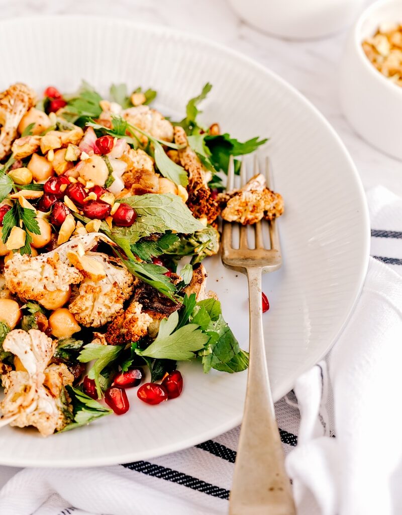 cauliflower with green vegetable